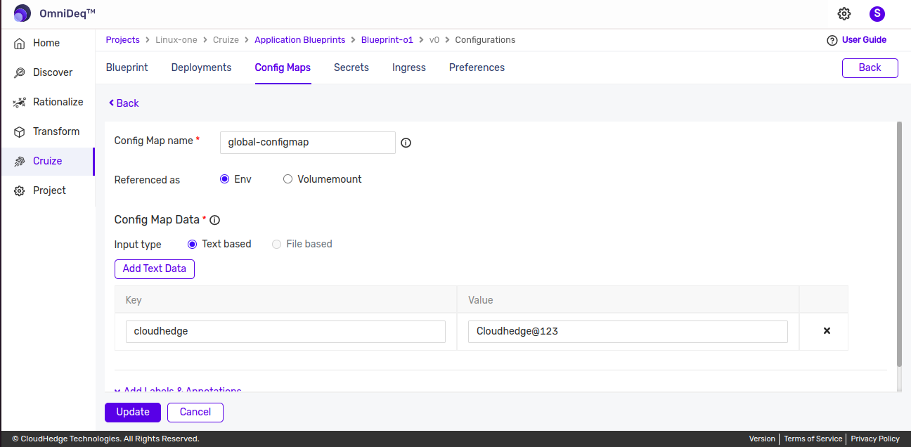 Cruize Shared configmaps