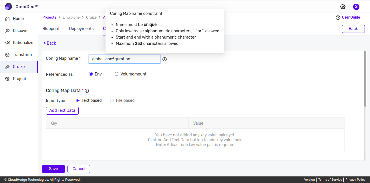 Cruize Shared configmaps