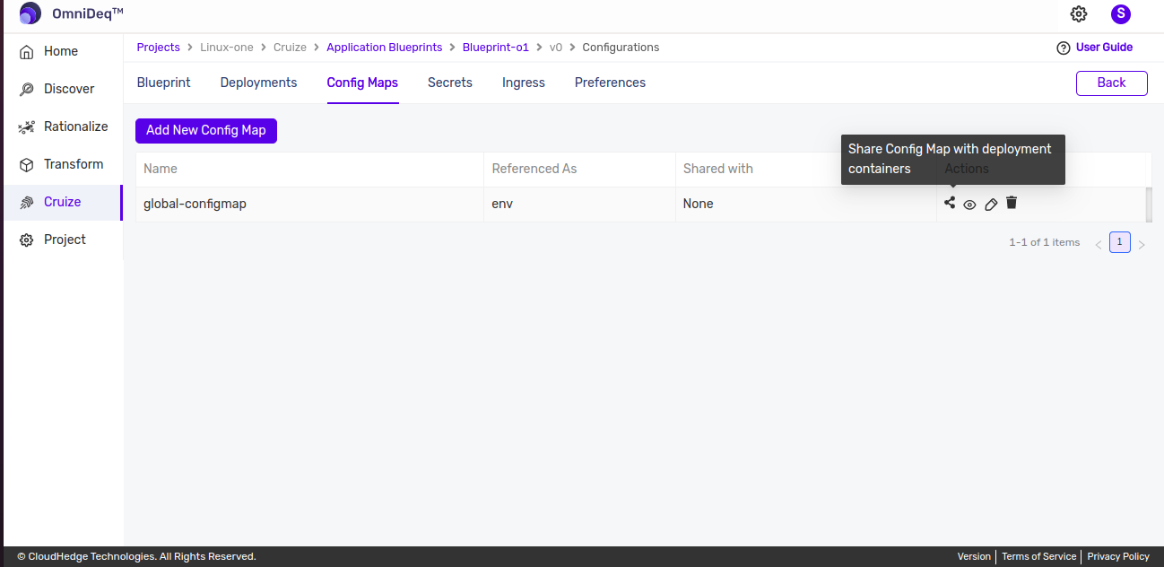 Cruize Shared configmaps