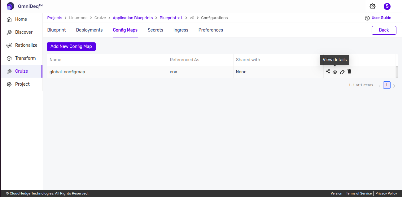 Cruize Shared configmaps