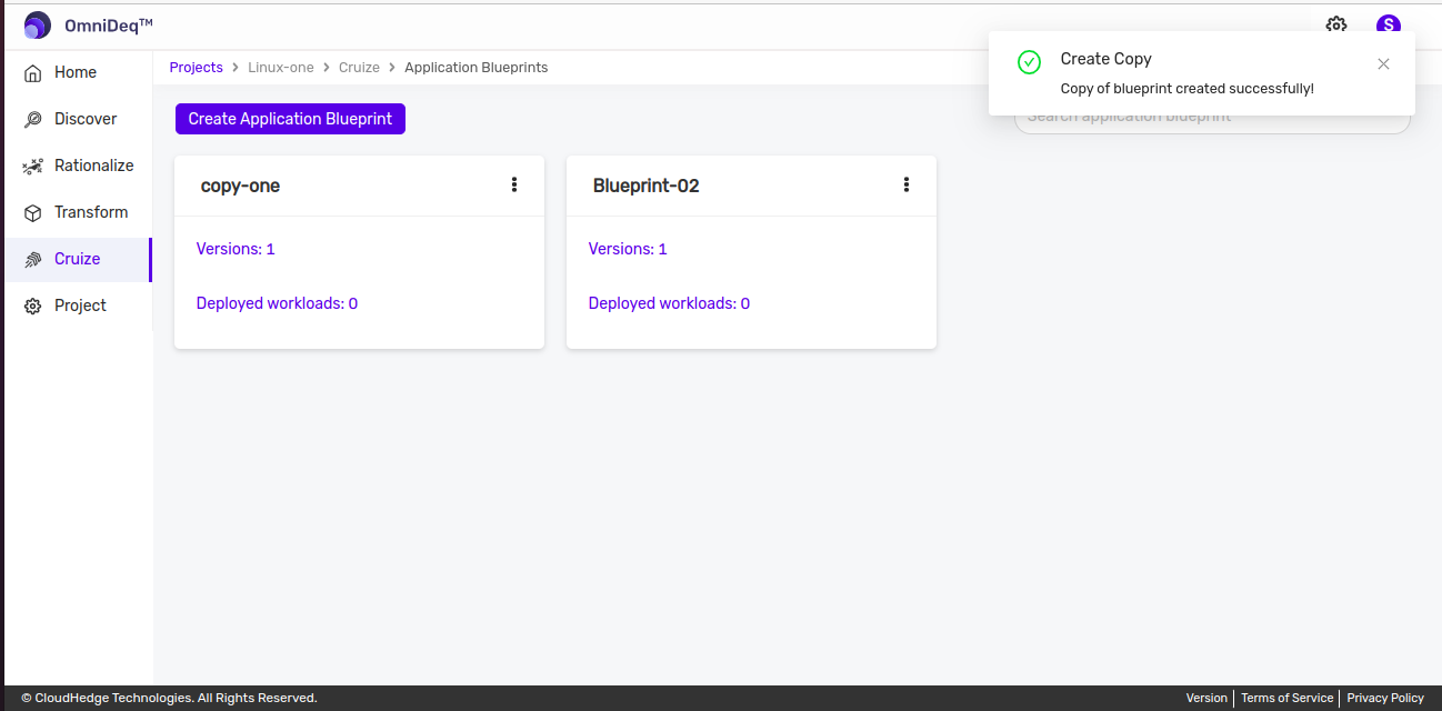 Cruize application blueprint
