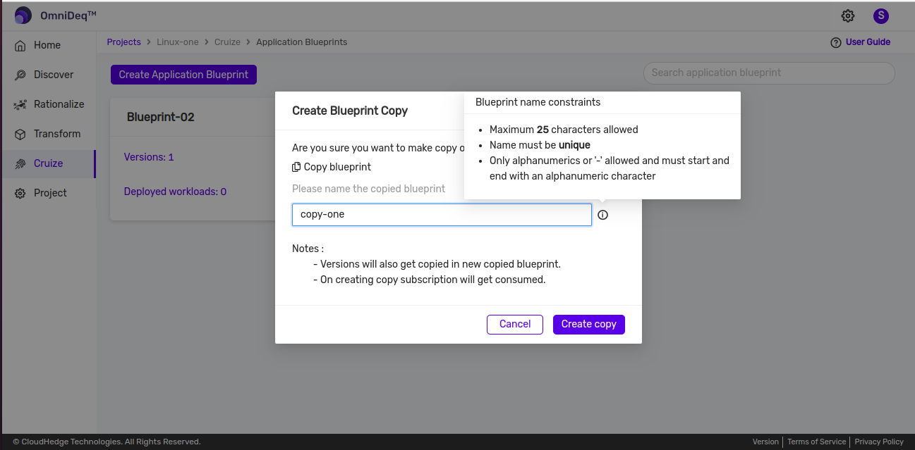 Cruize application blueprint