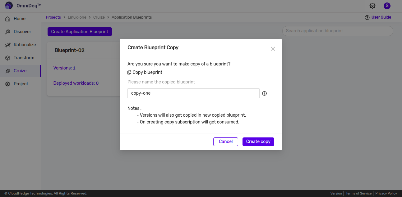 Cruize application blueprint