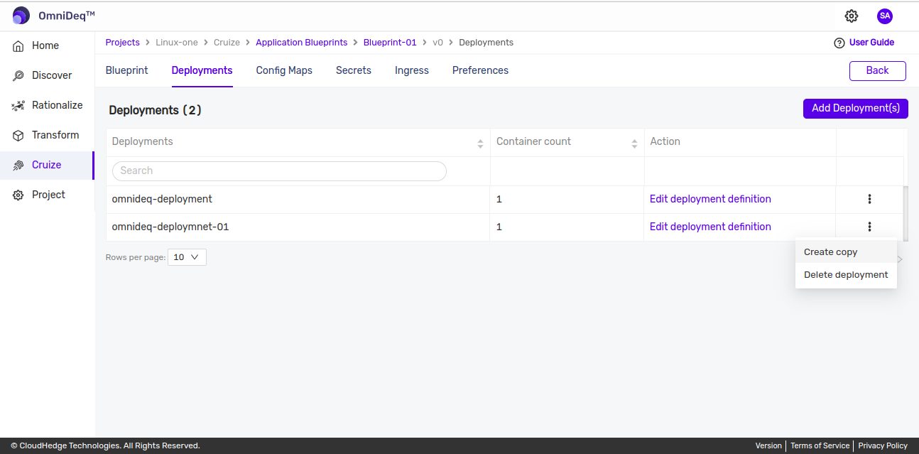 Cruize deployments