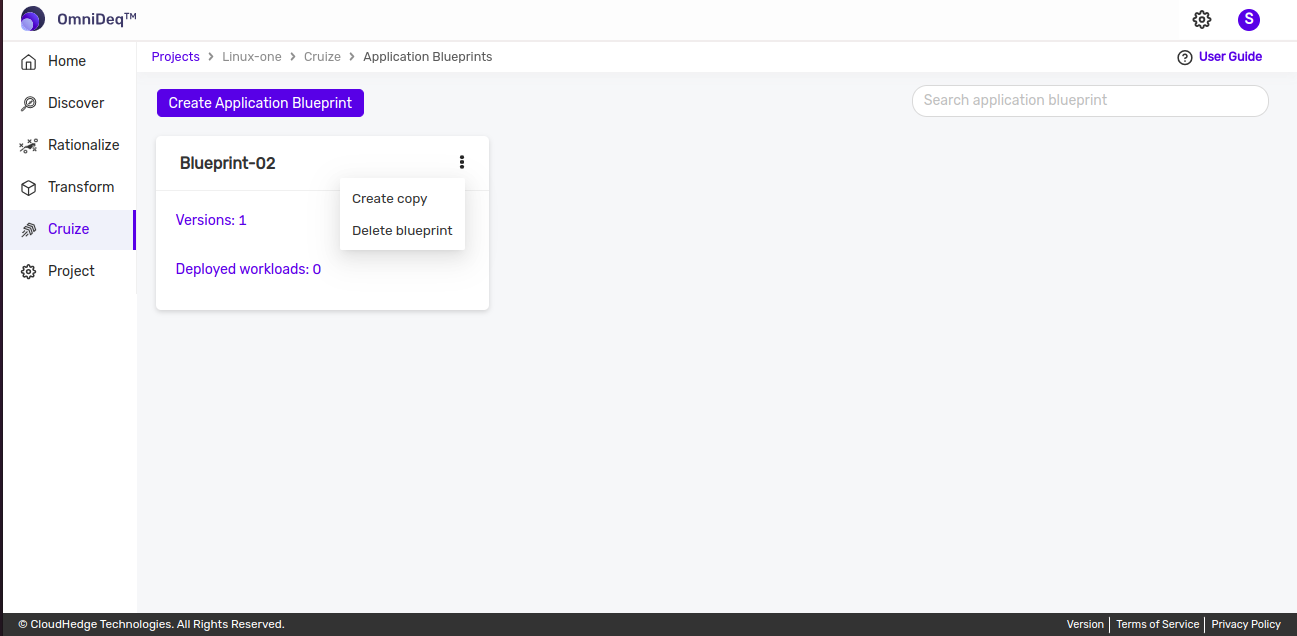Cruize application blueprint