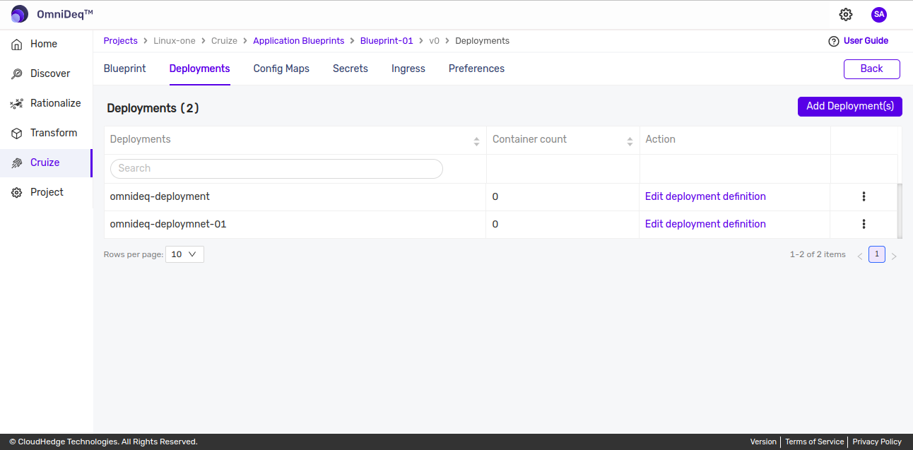Cruize deployments