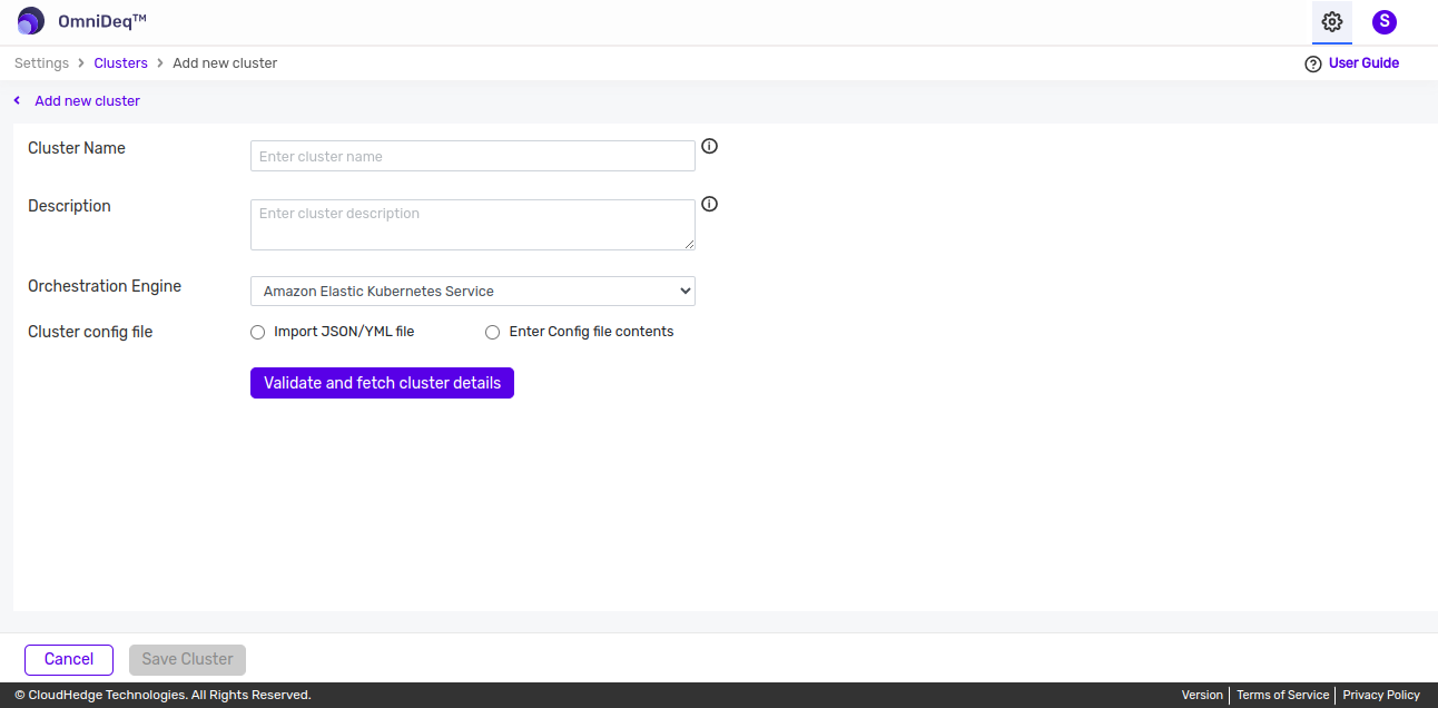 add new cluster