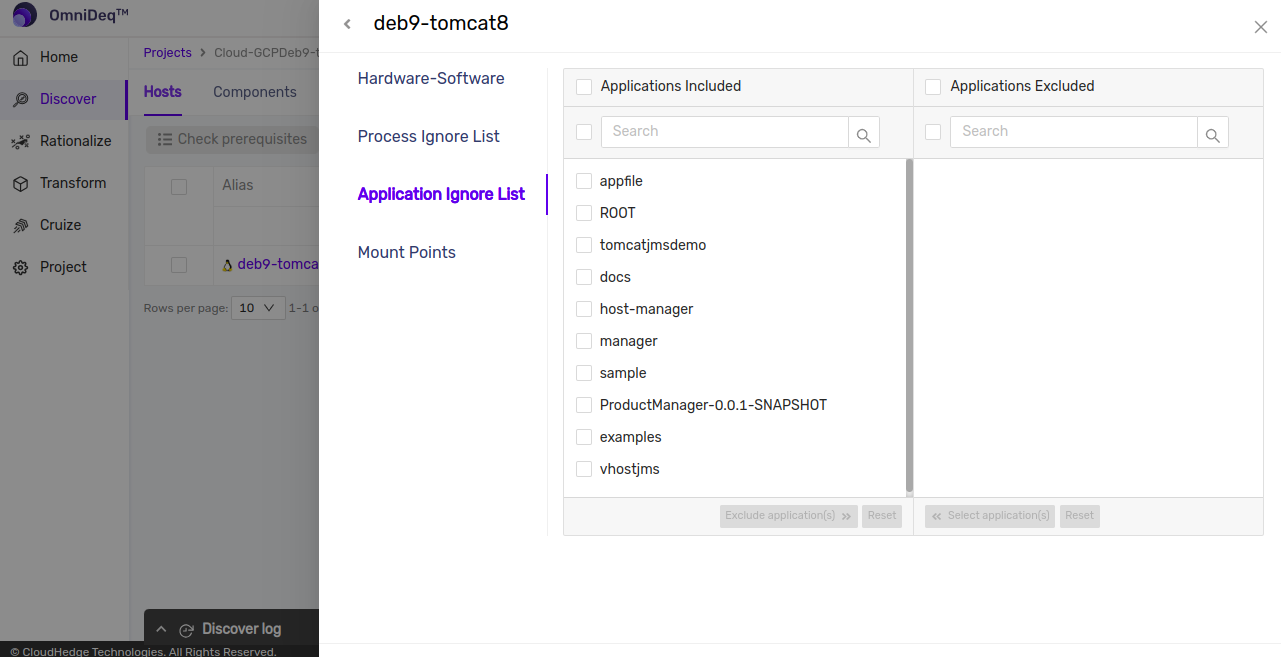 Edit Application Ignore List