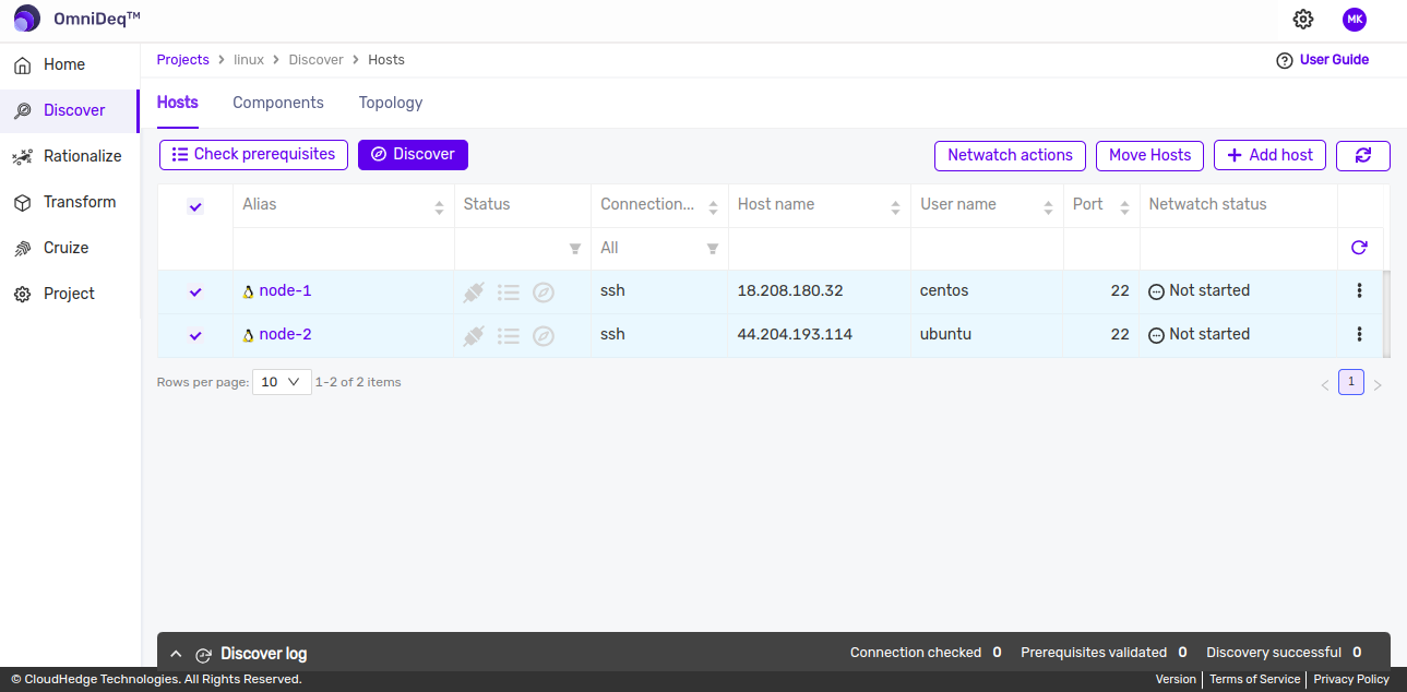 Select multiple hosts