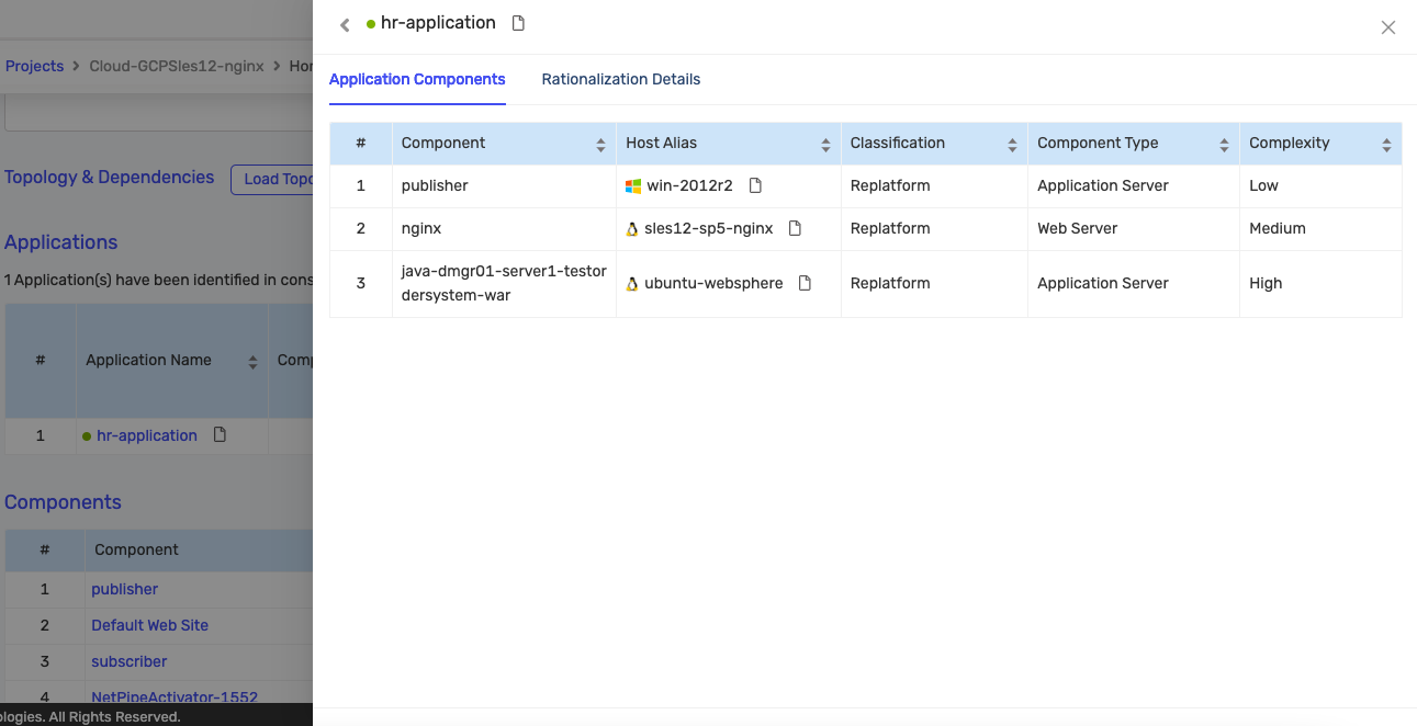 DART application component properties