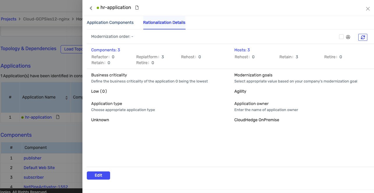 DART application rationalization details