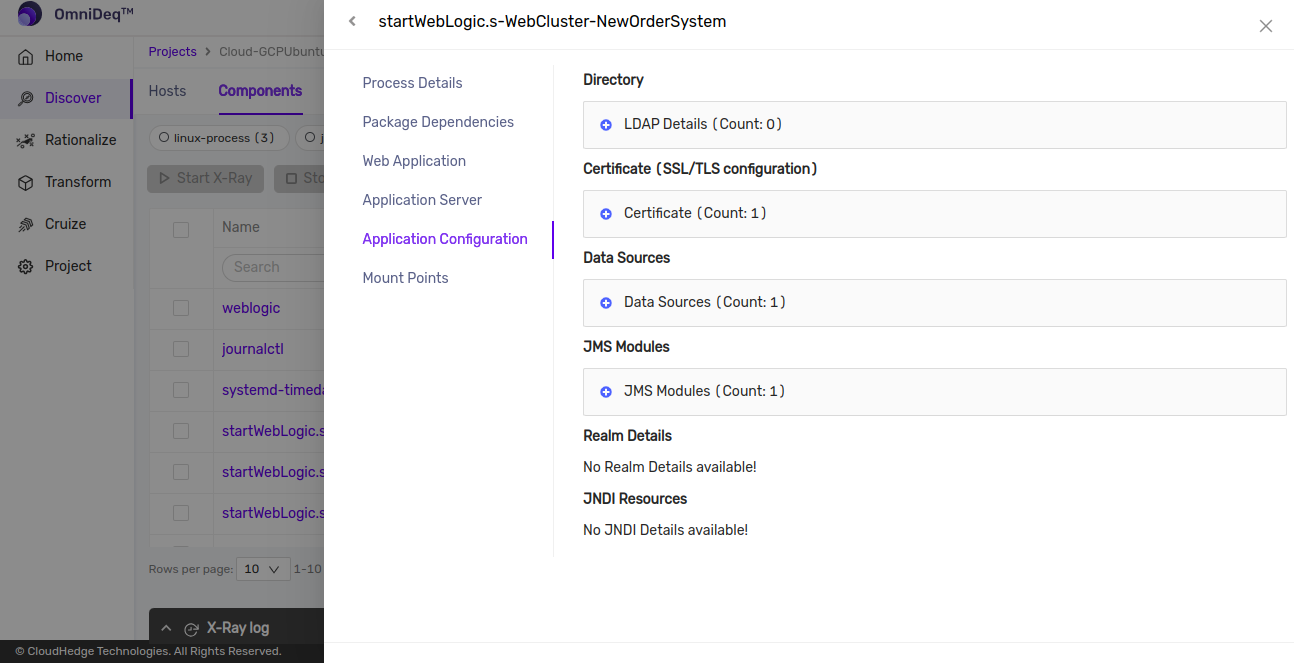Discover WebLogic Application Configuration Details