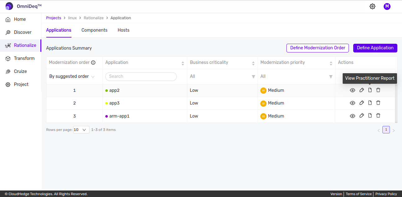 Application Practitioner Report Report