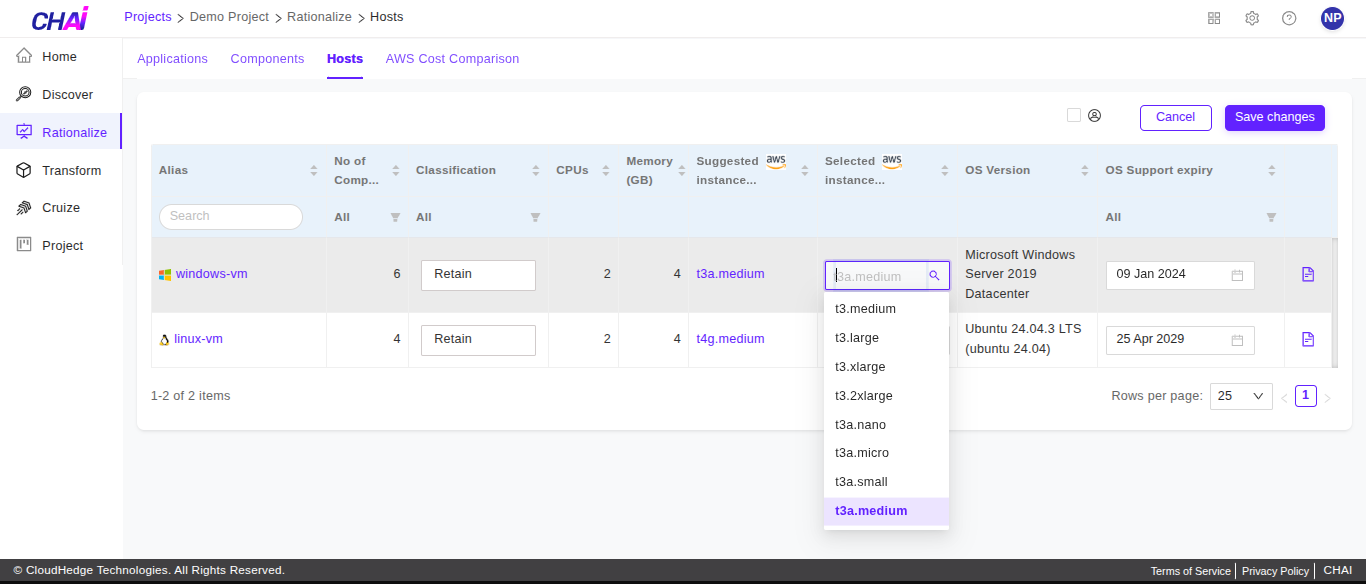 Host Change Instance Type