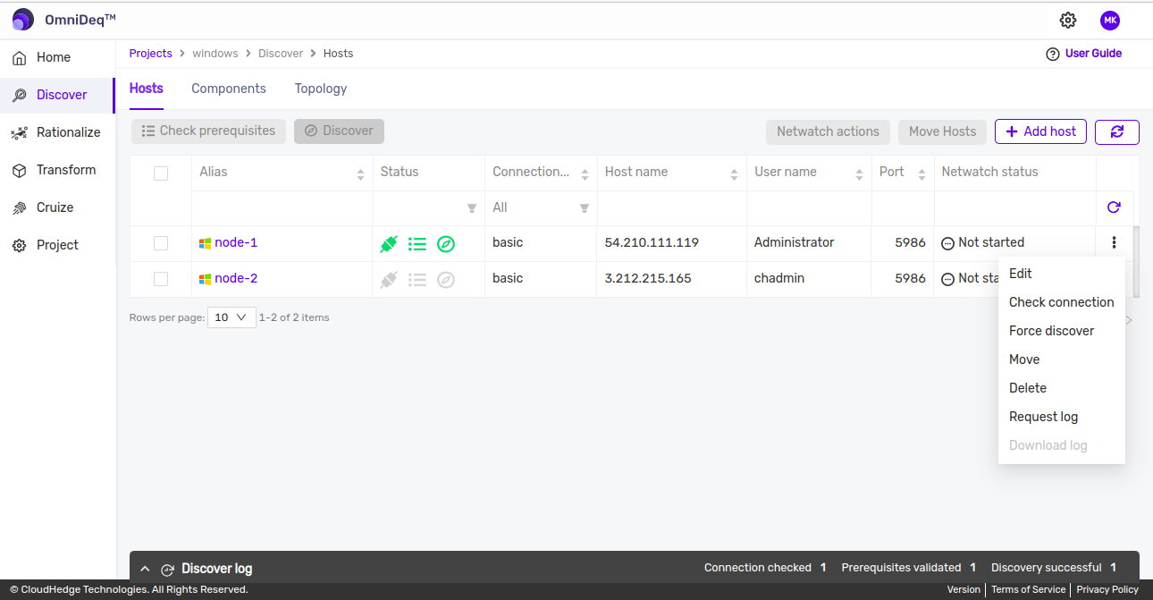 Delete Project action