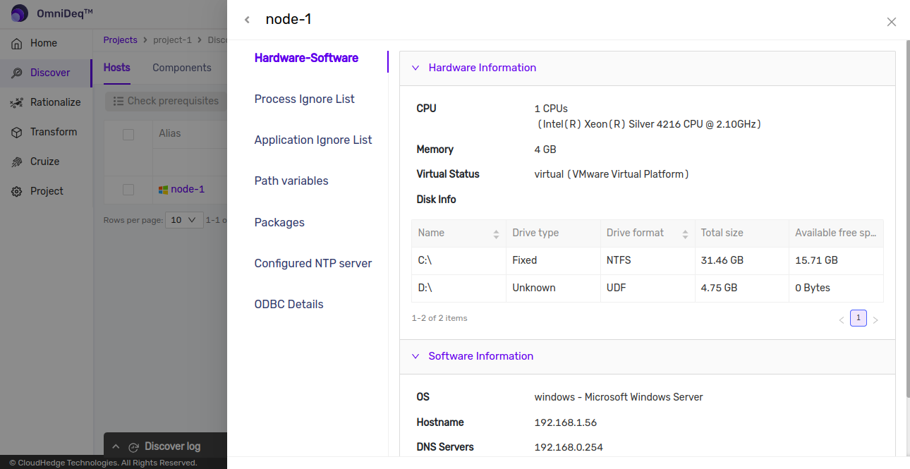 Windows Host Hardware and Software Information
