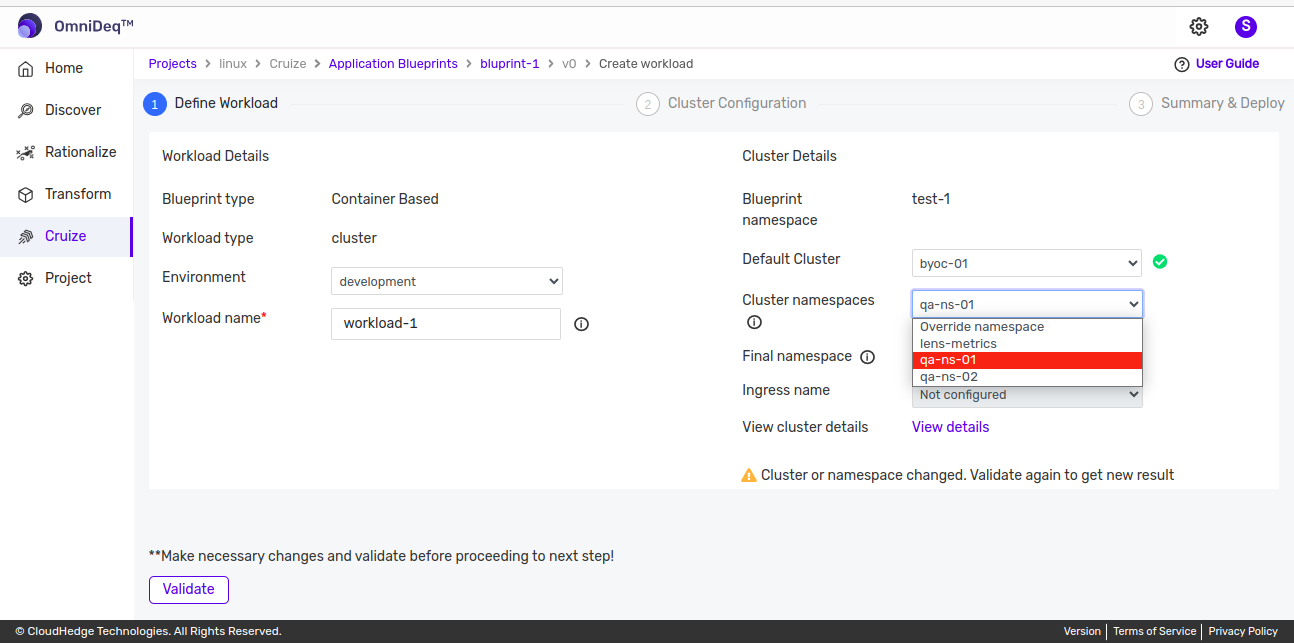 Environment Namespace Config