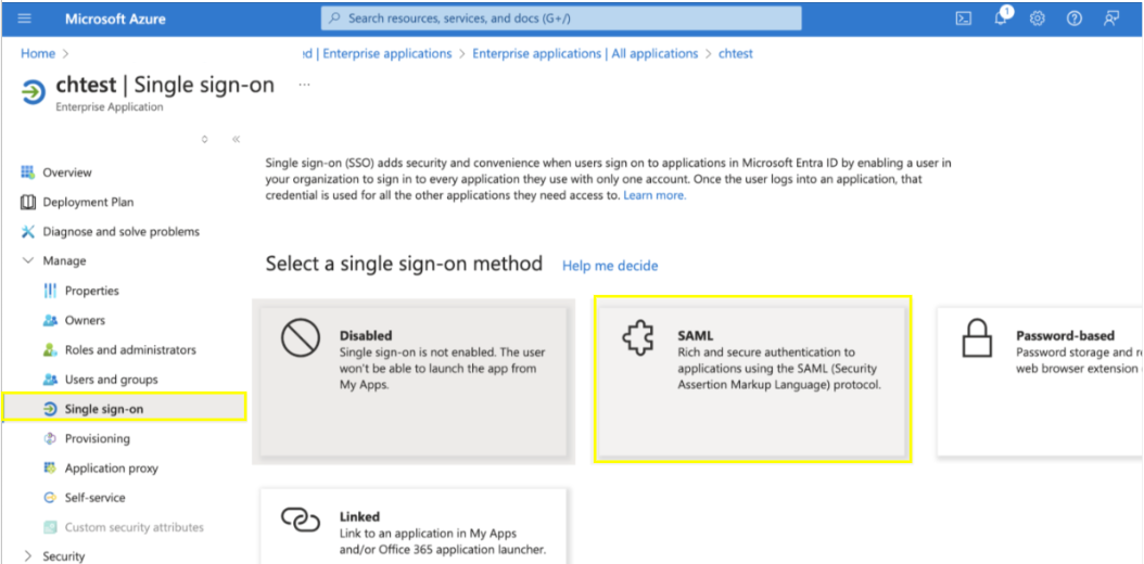 azure-select-saml