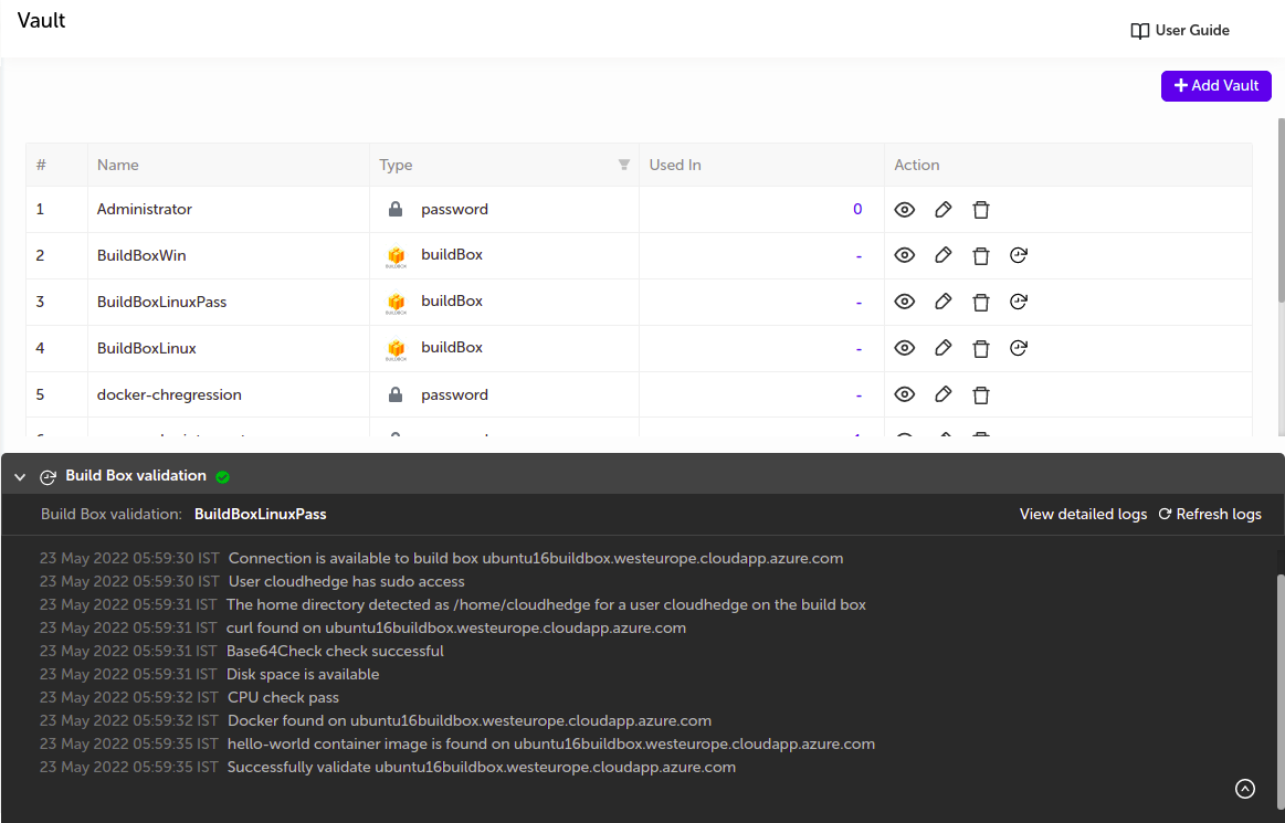Logs at Page one