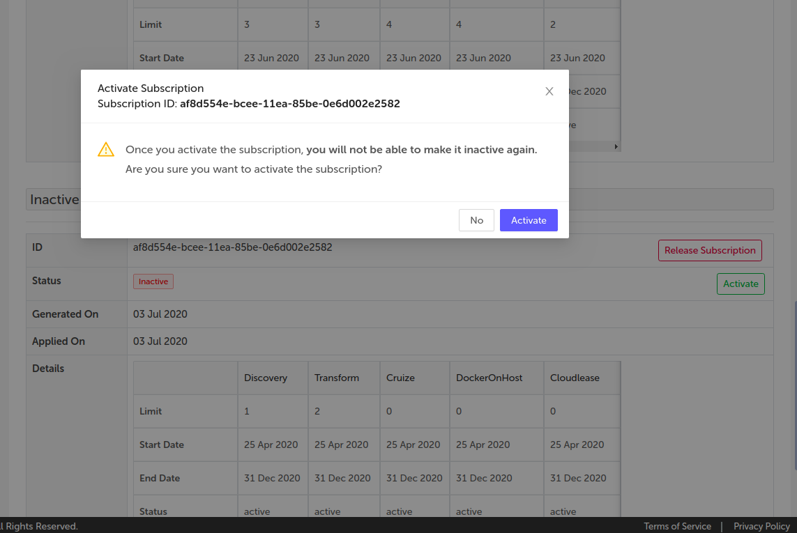 subscription details