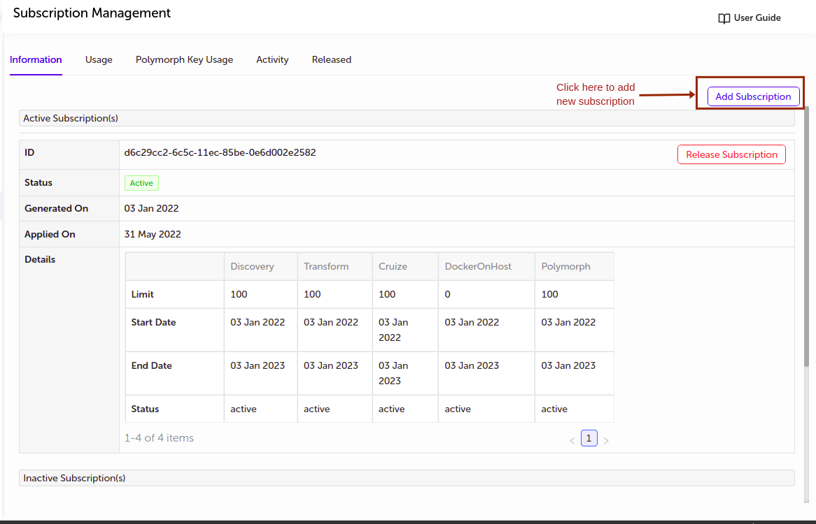subscription details