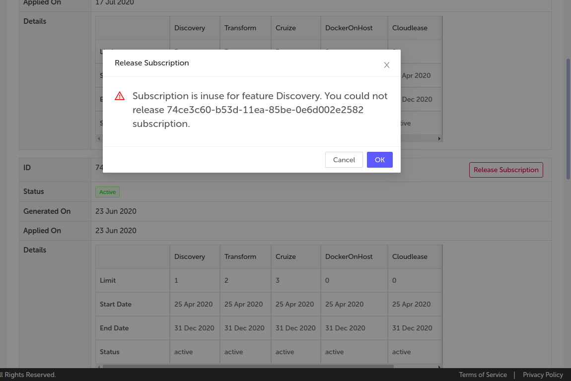 Release subscription