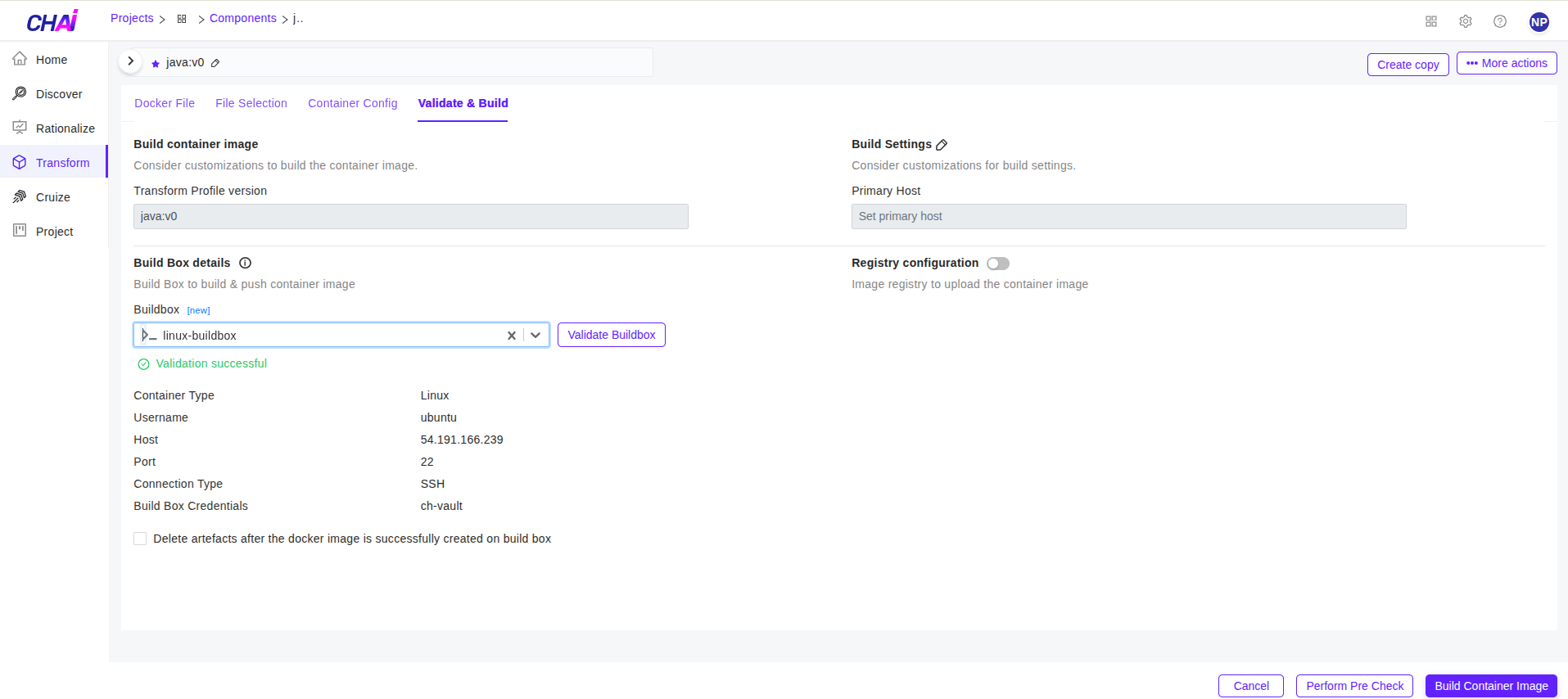 Transform Validate and Build