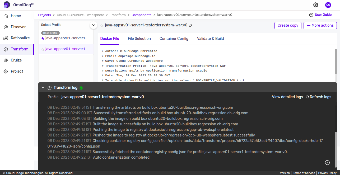 Transform Validate and Build Complete