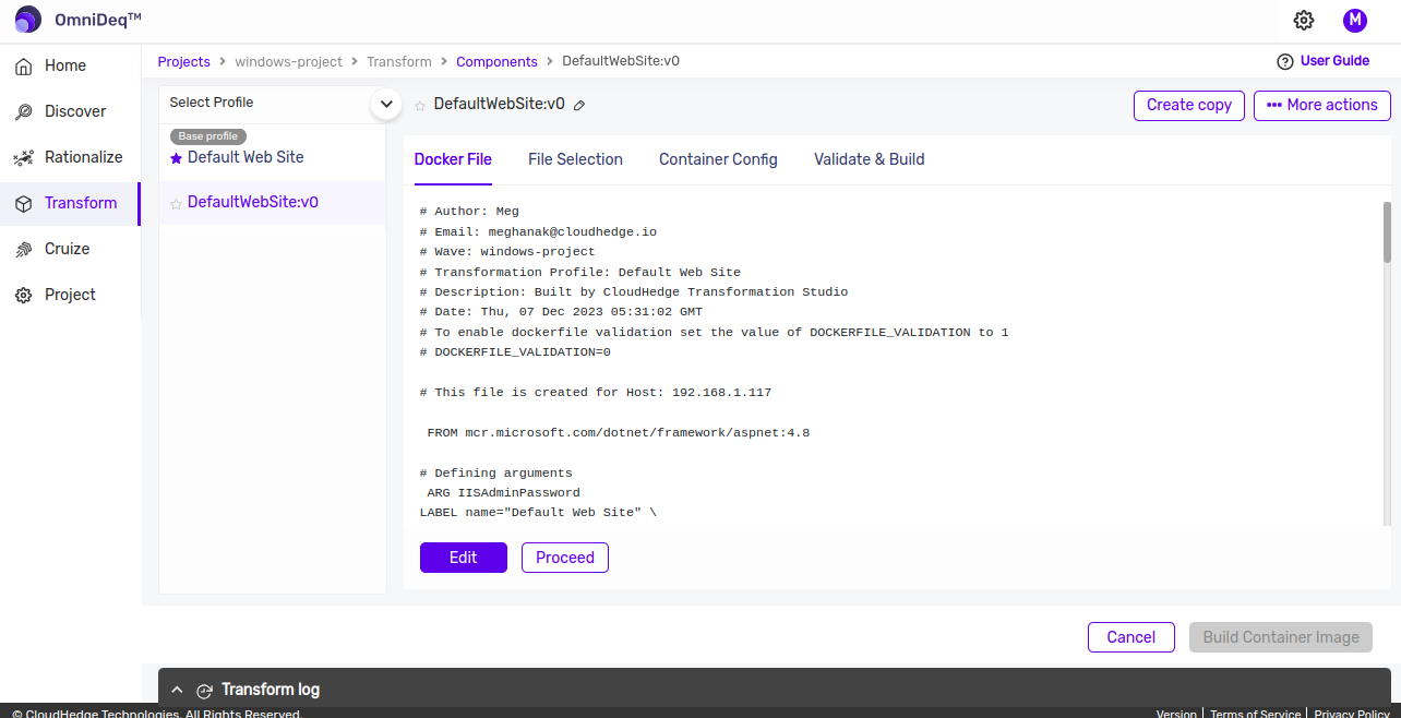 Build Container Image Button