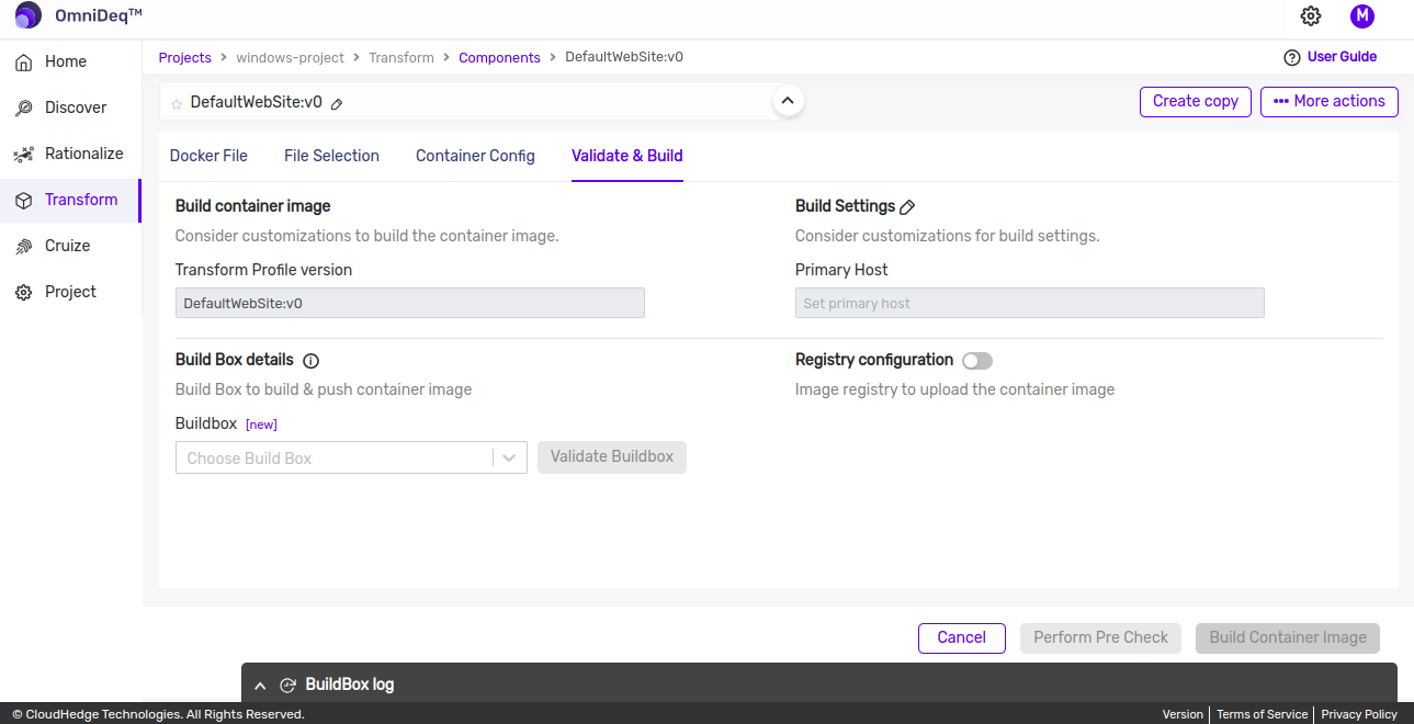 Transform Menu Add Build Box