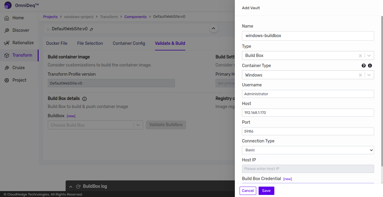 Transform Menu Add Build Box