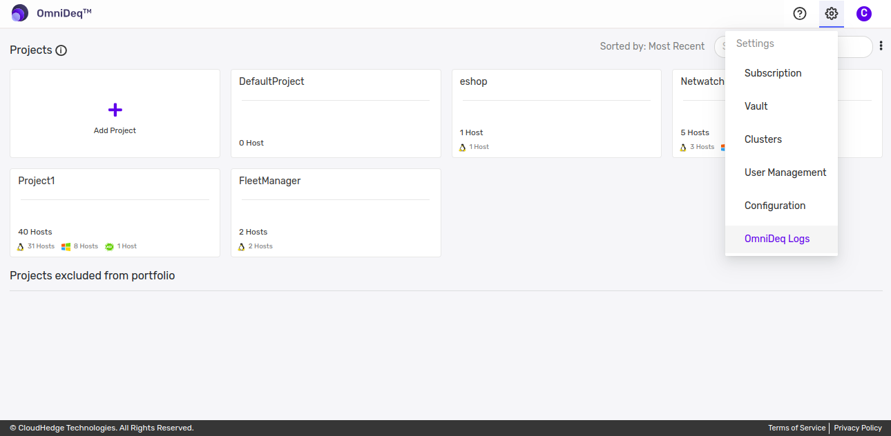 servive logs Navigation